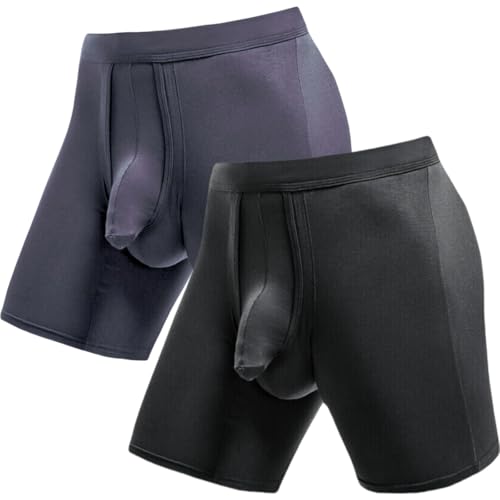 Cyridy Mens Underwear Separate Ball Pouch Breathable Comfort Sport Boxer Shorts (US, Alpha, X-Large, Regular, Regular, Black+Gray)