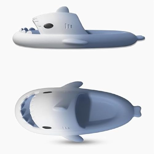 Two-color Gradient Shark Slides, Rainbow Cute Non-slip Thick-Soled Sandals, Beach Couple Shower Shoes2