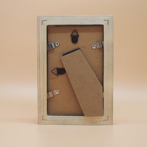 Image of 3x5 Picture Frame Solid Wood,White. Table Top or Wall Mount Photo Frames with Plastic Glass for 3x5 Inches Pictures, Modern Home Office Decor