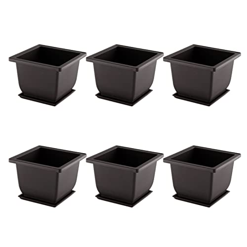 6 Morceaux Plastique Rectangulaire Bonsai Training Pot, Plastique Plante Rectangulaire Pot avec Plateau en Plastique, pour Jardin, Cour, Chambre, Balcon Pot (Carré)