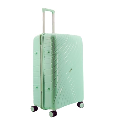 NPLE Maleta de Stiva L 74 x 48 x 31 cm, polipropileno rígido, 4 ruedas dobles, bloque 3 combinaciones, cremallera antirrobo, tejido interior 230D, alta resistencia, verde claro, M, Maleta, verde claro
