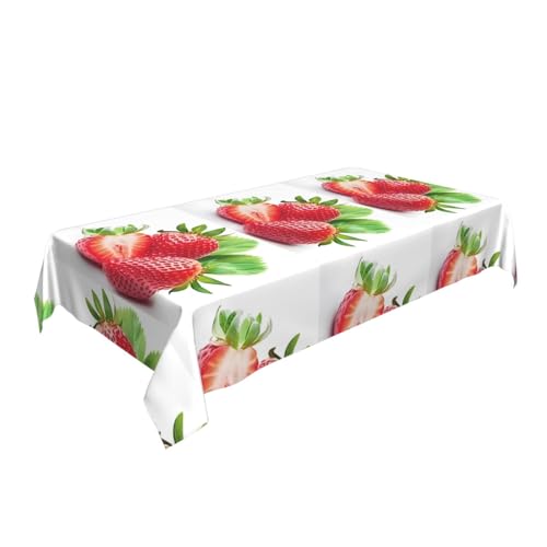 Nappe fraise 152x228 cm lavable : nappe de table cuisine, fête et mariage