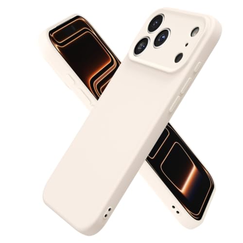 oakxco for iPhone 17 Pro/ 18 Pro Case Silicone, Ultra Slim Thin Phone Case for Women Girls, Plain Solid Color Aesthetic Cute Girly Design, Soft Rubber Gel TPU with Camera Cover, Beige Stone