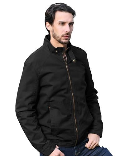 WenVen Men's Casual Canvas Cotton Military Jacket Lightweight Zip Up Outwear4