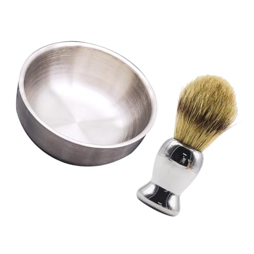 Gogogmee Professional Shaving Brush Bowl Set Mens Wet Shaving Kit Silver Gentle Hair Fashion Handle Large Bowl for