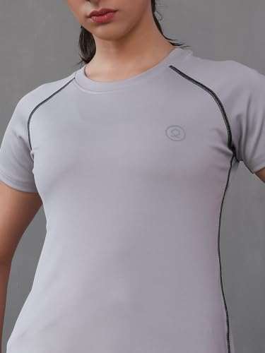 Image of CHKOKKO Women's Compression Gym T-Shirt for Running, Workout, Training, Sports & Activewear | Quick Dry Breathable Stretch Fabric | Body Fit Half Sleeve Athletic Sports Tee for Women