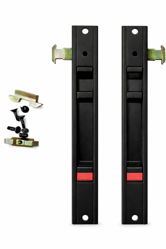 FERPASA®   Cierre de Embutir para Ventanas y Puertas Correderas de Aluminio (Pack 2 Uds) | Canto Cuadrado | Medidas: 174 x 23 mm | Incluye Contracierres, Pestillos y Tornillos. (NEGRO)