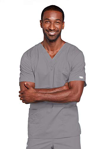 Image of Cherokee Scrubs for Men & Women V-Neck Scrub Top with 4 Pockets, Cotton Blend Soft Stretchy Easy Care Nursing Uniform - 4725