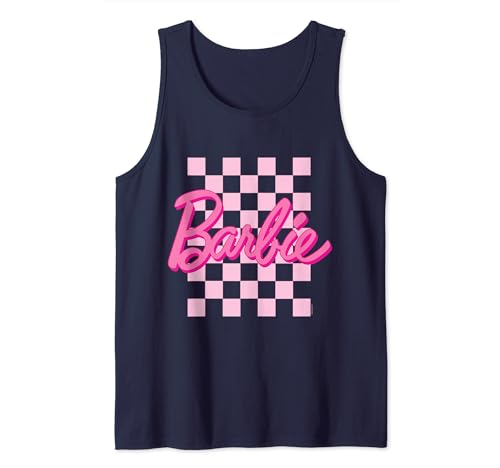 Barbie - Fondo a cuadros con logotipo de Barbie Camiseta sin Mangas