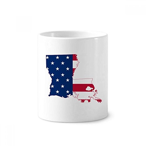 Tasse blanche Louisiane drapeau américain pot à crayon céramique cadeau original 350ml