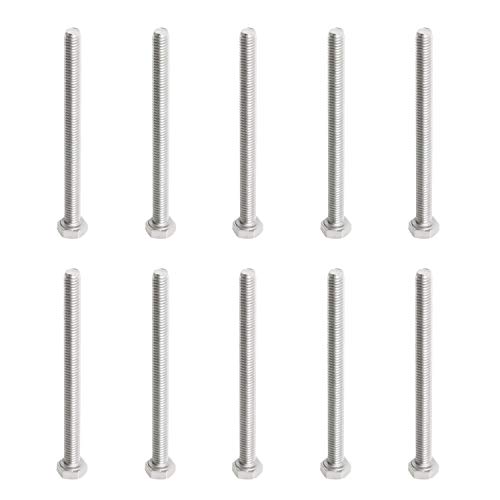Image of M6 x 80mm Hex Head Bolts Screws Grade 5.8 Stainless Steel, Fasteners Fully Machine Threaded SUS304 10 Pcs
