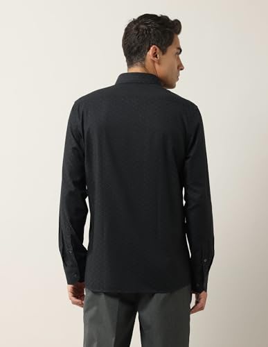 Image of Arrow Men Slim fit Cotton Self-Design Long Sleeves Spread Collar Shirt