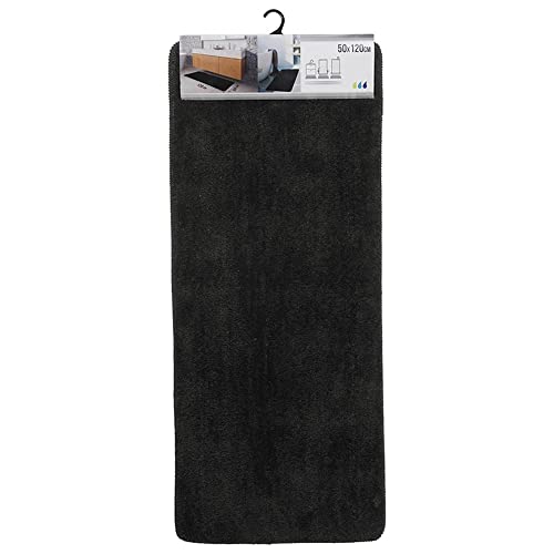 Evideco French Home Goods Black Bath Rug Runner Mat Microfiber Polyester 48" L X 20" W #TOP4