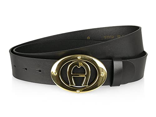 Preisvergleich Produktbild Ledergürtel von Aigner LOGO (100, Schwarz / Gold)