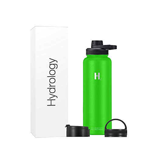 Hydrology Water Bottle Adventure Edition - with 3 LIDS Double Wall Vacuum Insulated