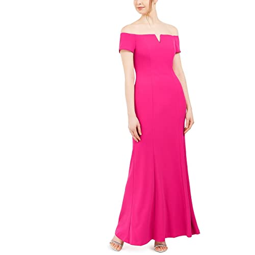 Calvin Klein Women's Off The Shoulder Center Notch Gown, Hibiscus, 6 #TOP29