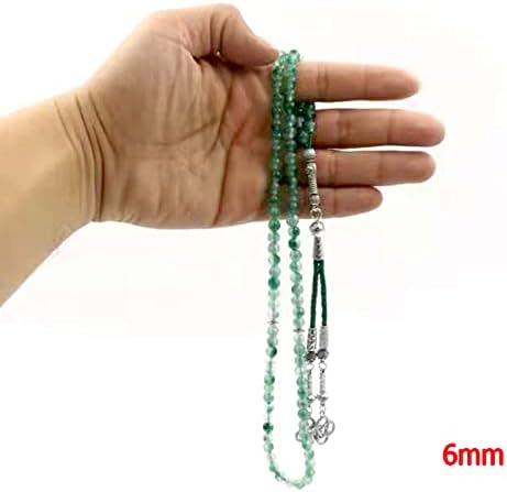 Miniatura 5 de Tasbih 99 cuentas de rosario de jade verde natural Misbaha Islamic Jewelry Gift (0.236 in x 99 cuentas)