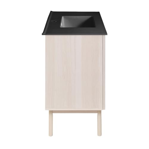 Image of Swiss Madison Classe 36 in. White Oak Bathroom Vanity with Black Ceramic Sink Top