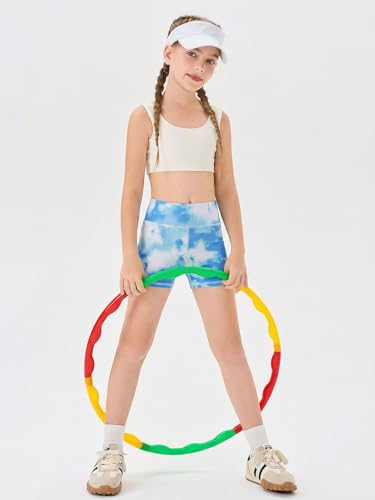 Image of Haloumoning Girls Athletic Shorts Kids High Waisted Yoga Dance Biker Shorts Comfy Gymnastics Shorts 5-14Y
