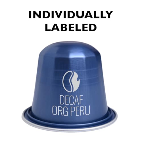 Image of Fresh Roasted Coffee, Peru WP Decaf Espresso Capsules for Nespresso OriginalLine, Medium, USDA Organic, 3rd Party Tested for Mold, Mycotoxin & Pesticides, Kosher, 10 Recyclable Aluminum Capsules