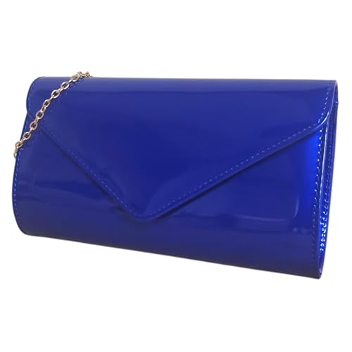 Pochette à bandoulière mariage et grand événement en cuir verni bleu marine