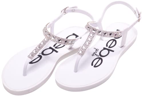 bebe Girls Sandals - 1 Pack or 2 Pack Open Toe Summer Dress Flat Thong Girls T Strap Sandals with Ankle Strap for Little Kids