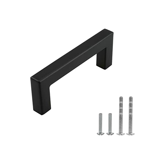 Modket Tirador de mango negro mate — 3' (76 mm) Centros de agujero, 3-3/8' Longitud total — 10 unidades moderno gabinete de cocina puerta cajón hardware/aparador