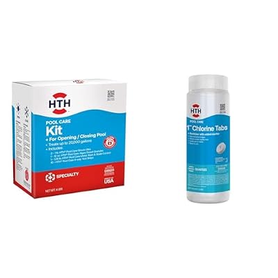 HTH 91022 Swimming Pool Opening & Closing Kit with HTH 42049 1.5lb Swimming Pool 1" Chlorine Tabs