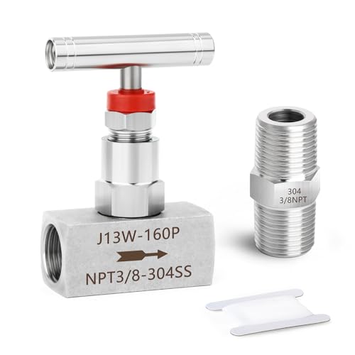 TAISHER 1PCS 304 Stainless Steel High Pressure Straight Needle Valve 3/8" Female NPT For Flow Control Water Gas Oil With Nipple by TAISHER - Used condition - US$16.54
