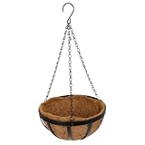 IWOWHERO Hängender Pflanzenkorb aus Kokosfasern und Eisen Wetterfester Outdoor Blumentopf für Balkon Garten Innenraum Dekorativer Hängetopf für Zimmerpflanzen