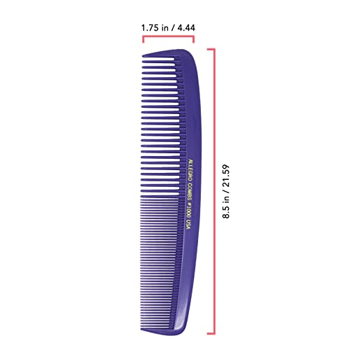 Allegro Combs 1000 X-Large Styling Comb Hair Cutting Barber Stylist Combs All Purpose Wide And Fine Tooth Made In The Usa. 1 Pc. (Purple) #TOP1
