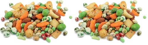 Oregon Farm Fresh Snacks Wasabi Peas &amp; Rice Crackers Mix - Locally Sourced and Freshly Made Asian Snacks with Wasabi Almonds, Peanuts, Soybeans &amp; Nut Crackers (32 oz) (Pack of 2)
