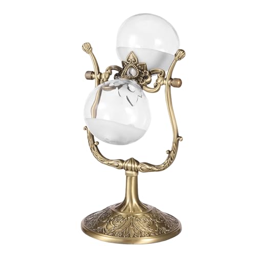 Clessidra, decorazione in vetro, 30 minuti, timer di sabbia, strumento di tracciamento del tempo, decorazione in vetro, girevole a 360°, in metallo antico, con base per casa, cucina, ufficio (A)