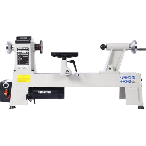 Wood Lathe Benchtop Lathe Machine 12 Inch Swing Over Bed 18 Inch Distance Between Centers Woodturning Lathe Variable Speed Lathe 3/4 HP Motor Digital RPM Display for Bowl Spindle Turning Tool Gray