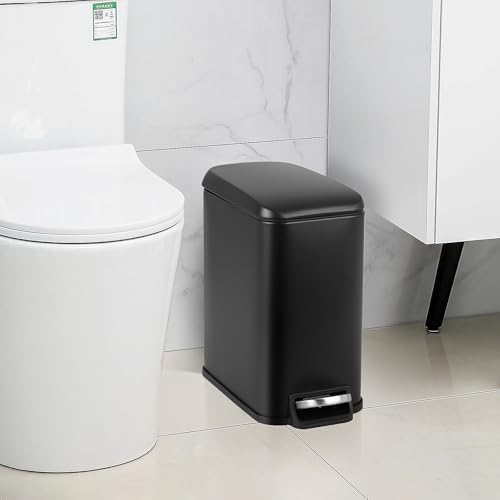 Basurero de baño pequeño con pedal y tapa, acero inox miniatura 2