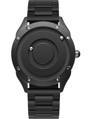 EUTOUR Reloj Hombre Relojes para Parejas Magnetico Designer Cuarzo Sin Vidrio Rodamiento de Bolas Relojes de Pulsera para Hombres con Correa de Acero Inoxidable Negro