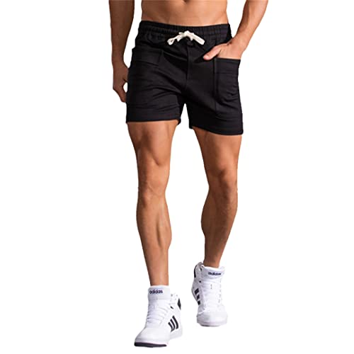 Short de sport anti-transpiration AXEBHPED décontracté coton noir L