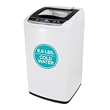 BLACK+DECKER 0.9 Cu. Ft. Portable Washer, 6.6 lb. Capacity Washing Machine for Homes & Apartments, 5 Wash Cycles, Quick Connect Sink Adapter and Drain Hose Included, LED Display, BPWM09W, White