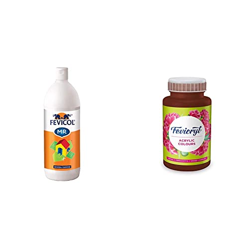 Image of Acrylic Colour Dark Brown (500ml) and Fevicol MR 1 kg | Combo pack for DIY | Art & Craft Kit | For bold & vibrant creativity | Suitable for Kids and Artists