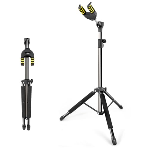 LINRAX LS1 Support de Guitare à Verrouillage Automatique, Stand Guitare Pliable, Hauteur et Base Réglable, Support de Sol pour Guitare Acoustique Électrique...