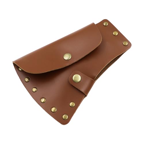 PU Leather Tomahawk Sheath Protector Handmade Hatchet Sheath for Outdoor Camping Blade Protection Portable Hatchets Head Protective Case (Brown, Small)