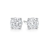 JM&Co 1 ct Lab Diamond Solitaire Earrings - 5.0 mm Colorless D-E-F Round Brilliant Cut Diamond with Sterling Silver Prong Setting, Elegant & Timeless Gift for Women - 0.5 Carat Each