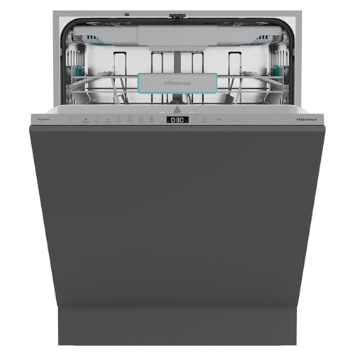 Hisense HV16B, Lave-vaisselle intégré, classe B, 16 couverts, 40 dB, 8 programmes, commandes tactiles, lavage rapide, ouverture automatique de la porte,...