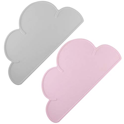 SHERCHPRY 2pcs Silicone Placemat Kids Cloud Shaped Table Mat Placemats for Baby Cloud Table Mat Silicone Table Mats Table Placemats Cloud Shape Placemat Anti-Spill Home Mat Child