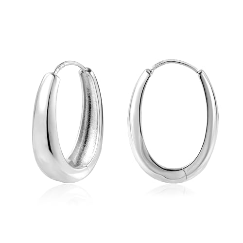 ALEXCRAFT Boucles d'oreilles Petite Créoles Ovales en Argent, en Laiton, pour Femme