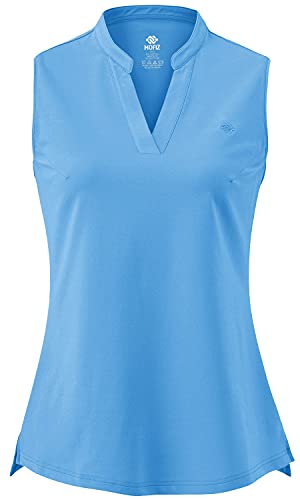 MoFiz Women's Golf Shirt Sleeveless Shirts Polo T-Shirts Tennis Tops Lightweight Active Shirts V-Neck Athletic Tees S Blue