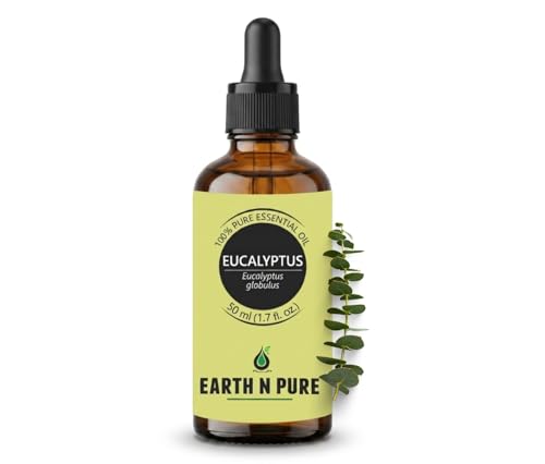 Image of Earth N Pure Eucalyptus Essential Oil for Aromatherapy & Diffuser - 100% Pure Premium Eucalyptus Oil for Steam Inhalation, Fresh Air & Home Use - Natural Essential Oil - 50ml