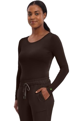 Image of Healing Hands Underscrub Long Sleeve Women Knits Scrub Tops | Soft Cotton Blend Knit, Breathable Stretch Comfort, Machine Wash, Easy Care Fabric, Ideal For Layering Under Scrubs