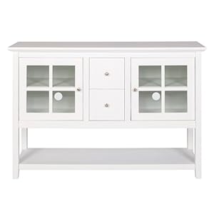 Walker Edison Charlotte Classic Glass Door Storage Buffet, 52 Inch, White Walker Edison Charlotte Classic Glass Door Storage Buffet 52 Inch White