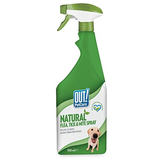 OUT! Spray natural contra pulgas, garrapatas y ácaros para perros, 500 ml